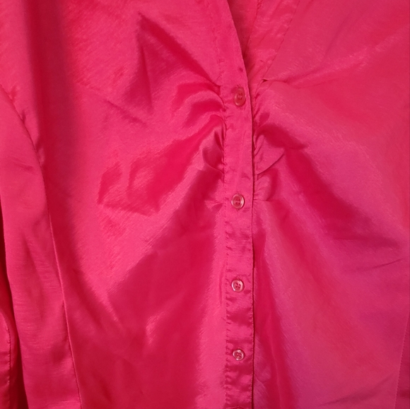 Cato Woman Plus Size 26/28W Blouse Shirt Short Sleeve Color Hot Pink Used - Picture 6 of 10